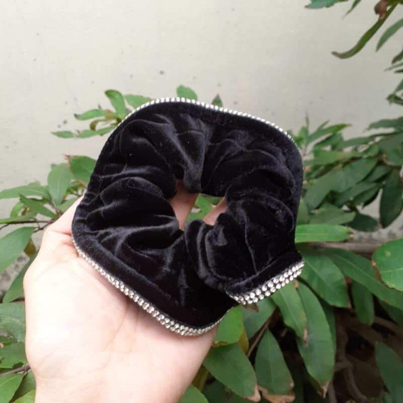 Cột tóc nhung đính xoàn 2 hàng