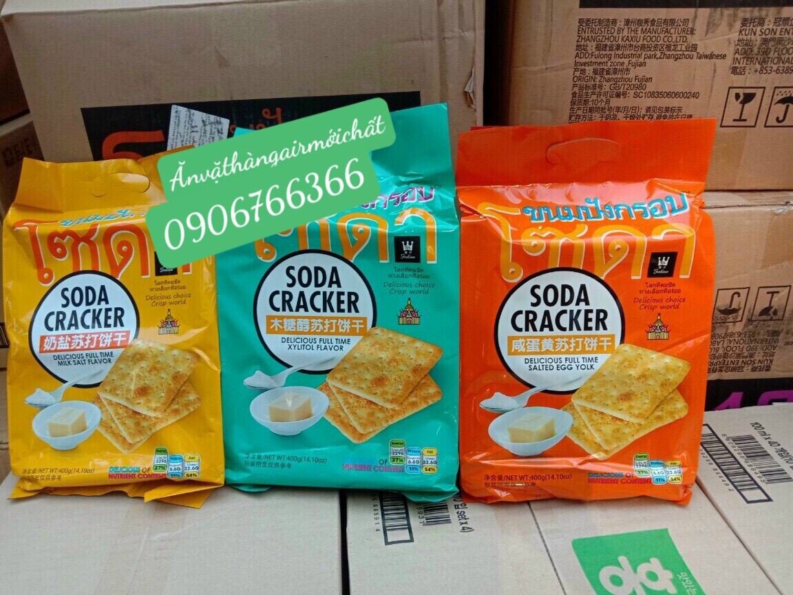[Date Đẹp 12/2026]Bánh Soda Cracker Ăn Kiêng Thái Lan Gói 400 gram