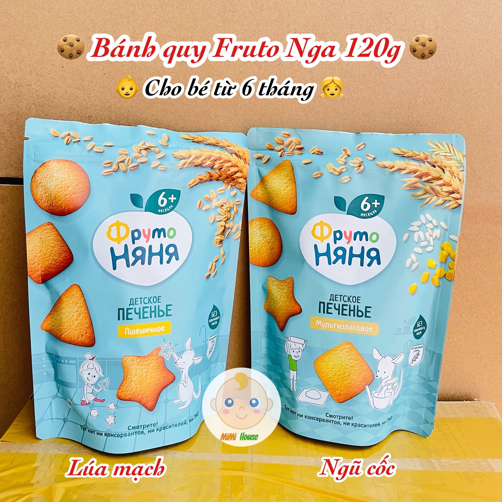 Bánh quy ăn dặm Fruto Nga 120g cho bé từ 6 tháng