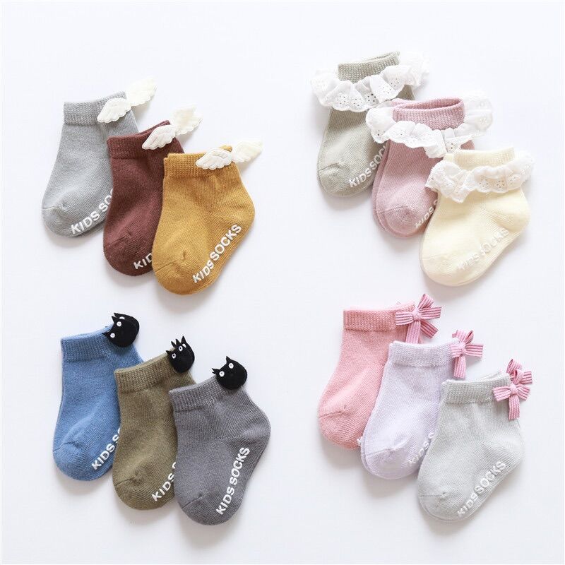 Tất len cho bé set 3 đôi tất len mềm siêu cute phong cách hàn quốc cho bé