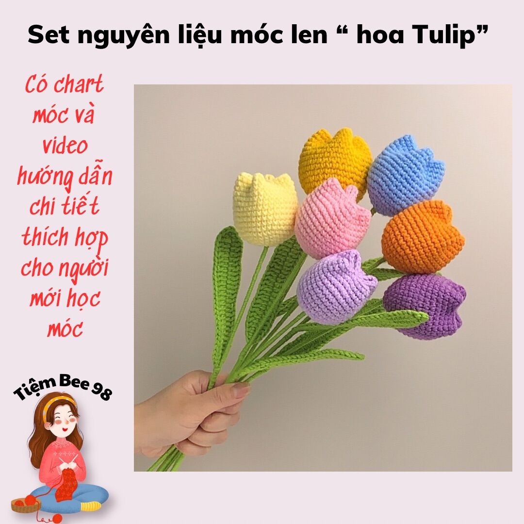 DIY}Set nguyên liệu móc Hoa Tulip????+video hướng dẫn cho người học ...