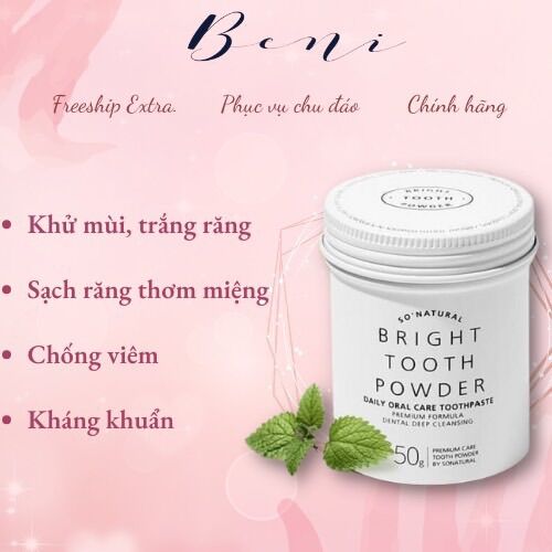 Bột đánh trắng răng thơm miệng bright tooth power chính hẵng
