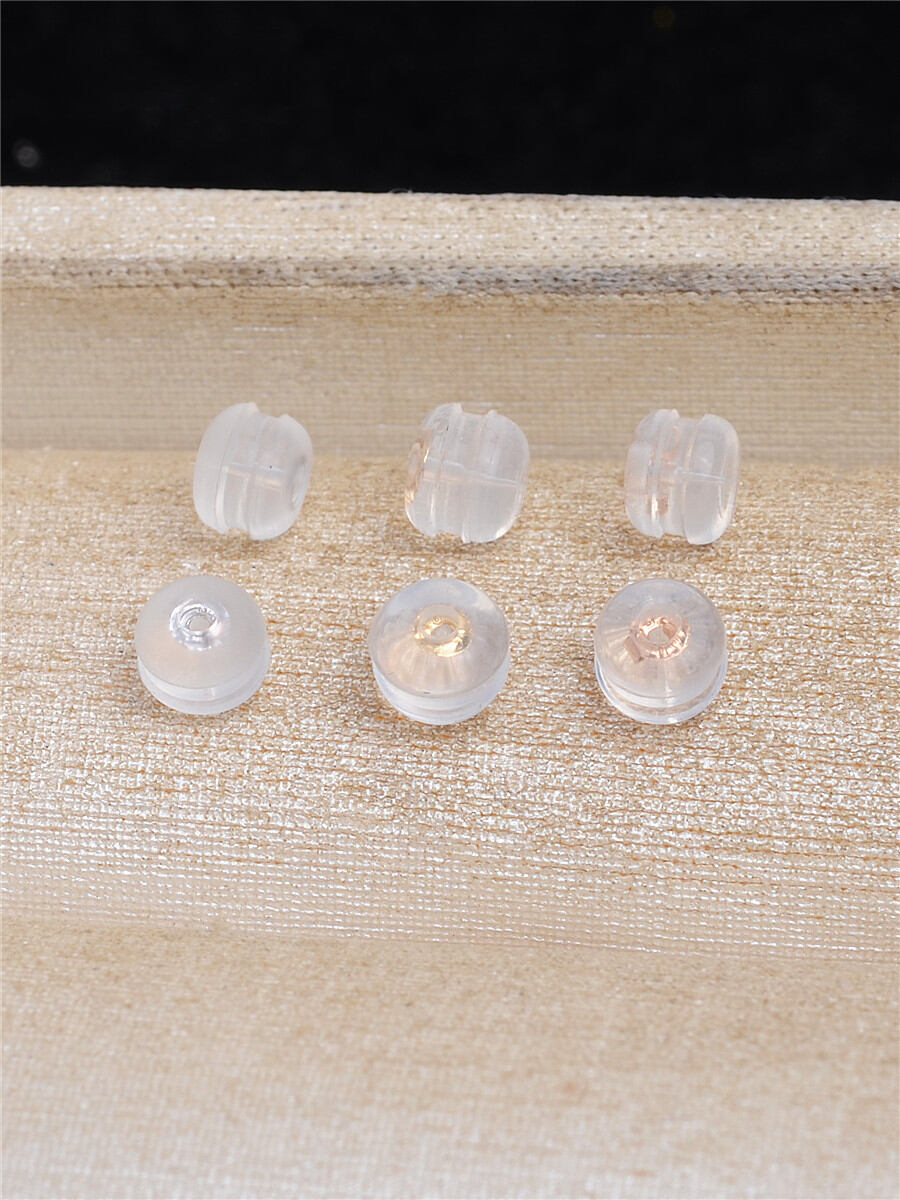 Nút bịt tai au750 nút bịt cao su vô trùng silicon trong suốt nút bịt tai chống trơn silicon nút bịt tai vàng 18k chống rơi mới 4984