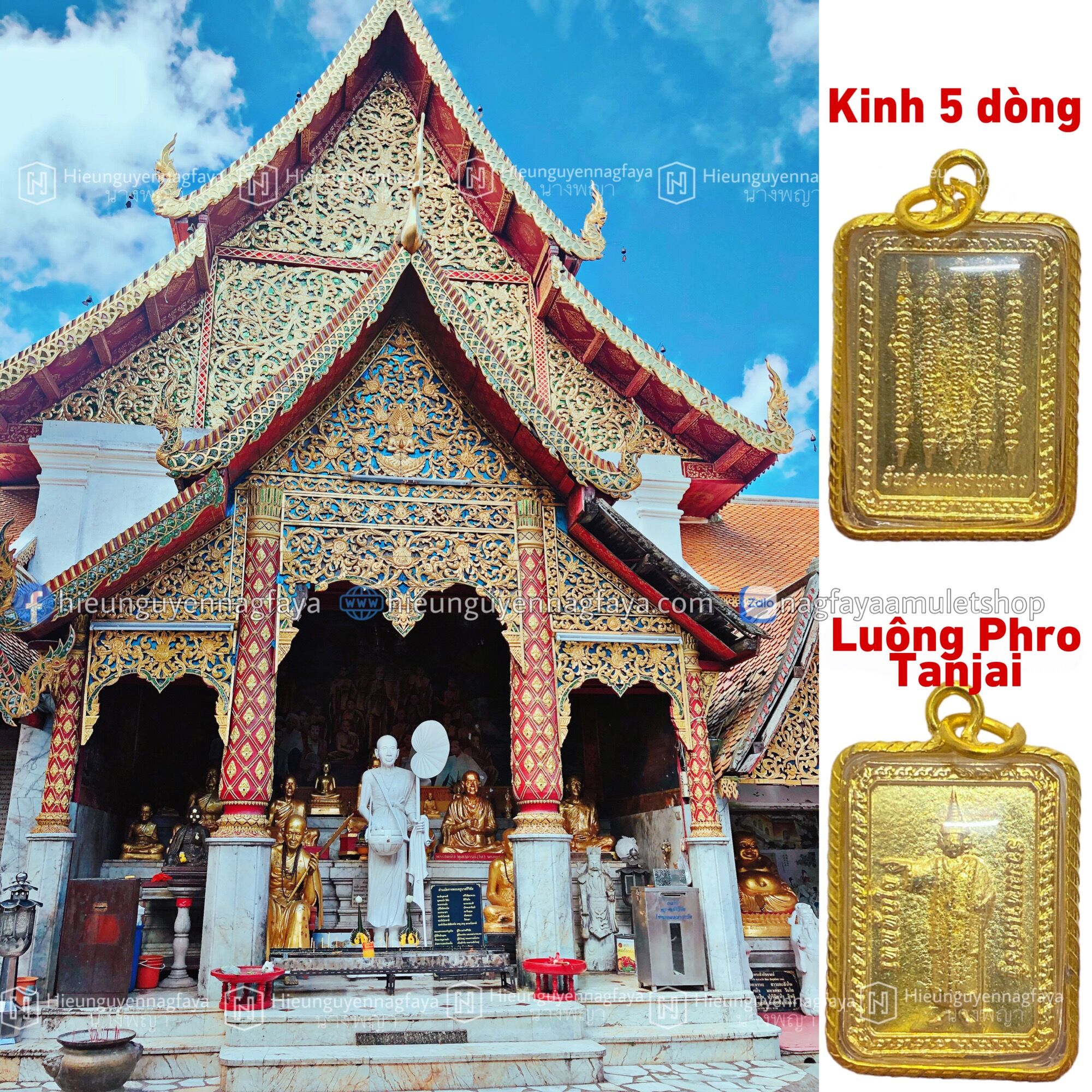 [[HÀNG THẬT]] Mặt Dây Chuyền 5 Dòng Kinh Thái Lan- Xi Mạ [hieunguyennagfaya]