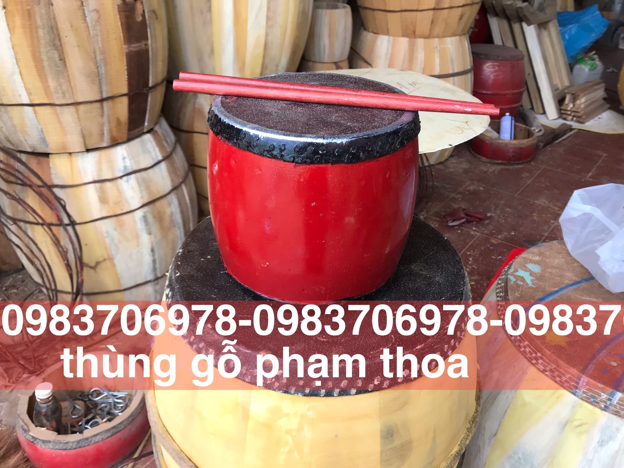 Trống gỗ trẻ e,trống lân, trống hát chèo