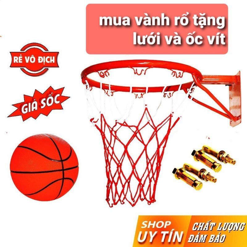 Combo khung bóng rổ 35cm kèm quả bóng rổ số 5 ( tặng kèm bóng và kim bơm)