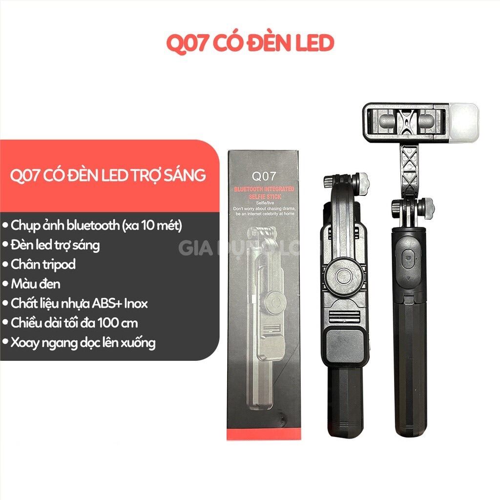 Gậy chụp ảnh Selfile Q07 có đèn Led Tripod có thể kéo dài 1 mét