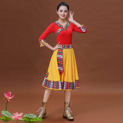 Bộ Trang Phục Khiêu Vũ Vuông Mới Cho Nữ Dân Tộc Mông Cổ Và Tây Tạng Quần Dài Khiêu Vũ Khiêu Vũ Công Diễn