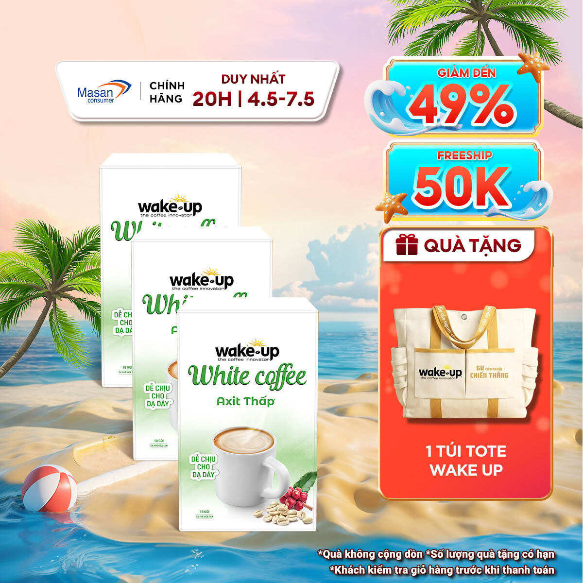 [Chọn loại] Cà phê hòa tan Wake up White Coffee - gói x 18gr