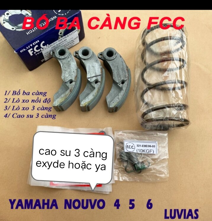 Bố ba càng và lò xo Zin cho Nouvo 4 5 6 Luvias cao su 3 càng exedy hoặc Yamaha ko phải Honda nhé