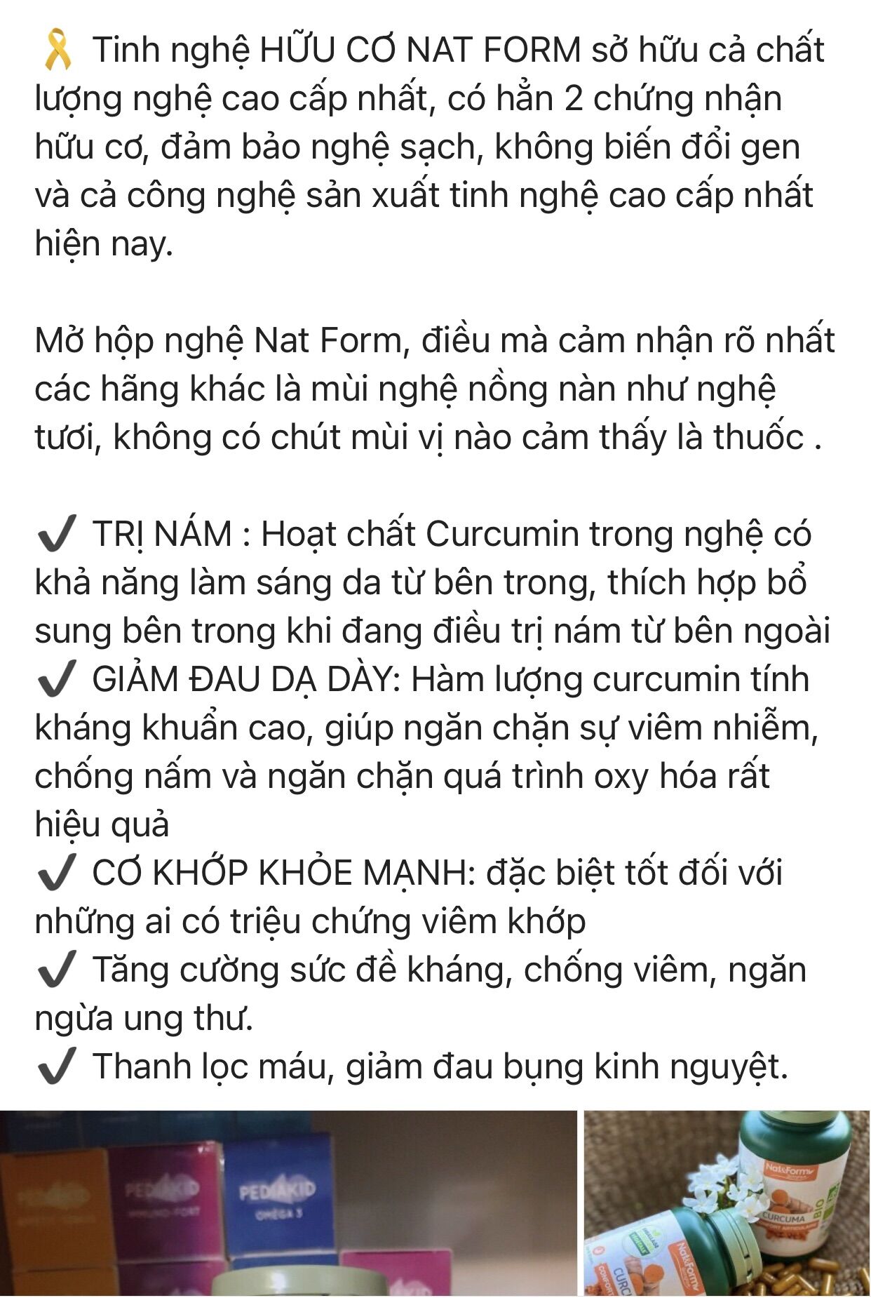 Viên tinh nghệ hữu cơ Nat & Form Pháp