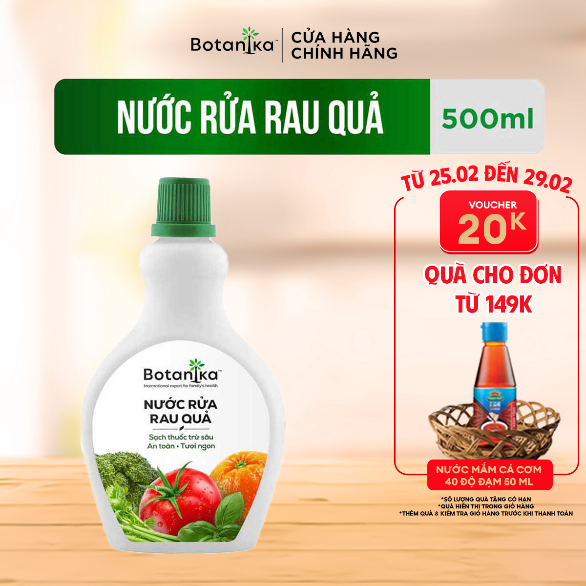 Nước rửa rau quả Botanika 500ml