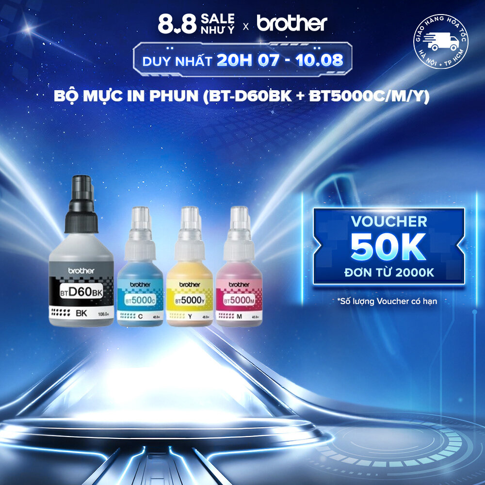 Bộ mực in phun Brother (BT-D60BK + BT5000C/M/Y)