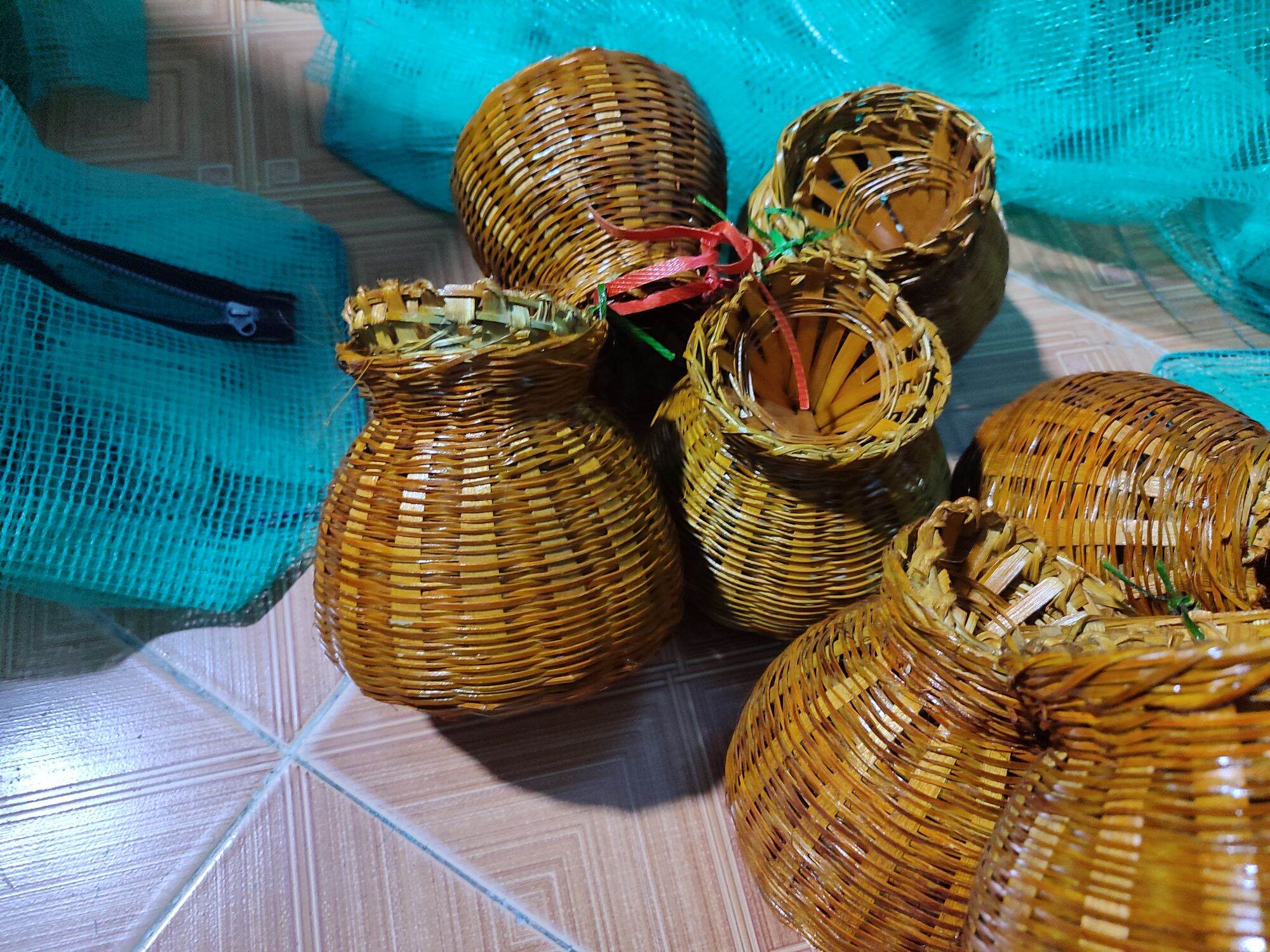 Giỏ cá trang trí,giỏ cá mây tre đan decor