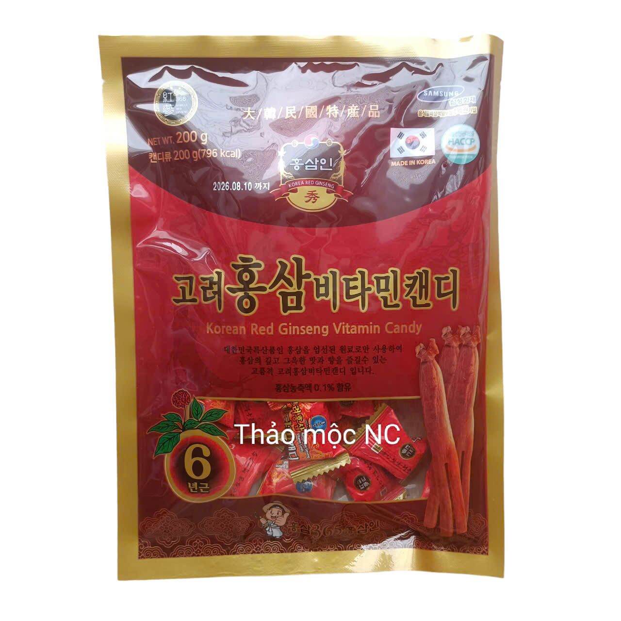Kẹo Hồng Sâm vitamins Hàn Quốc 200gr chính hãng