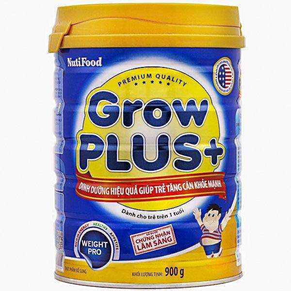 Sữa bột nutifood grow plus+ xanh 900g dành cho bé trên 1 tuổi giúp bé tăng cân