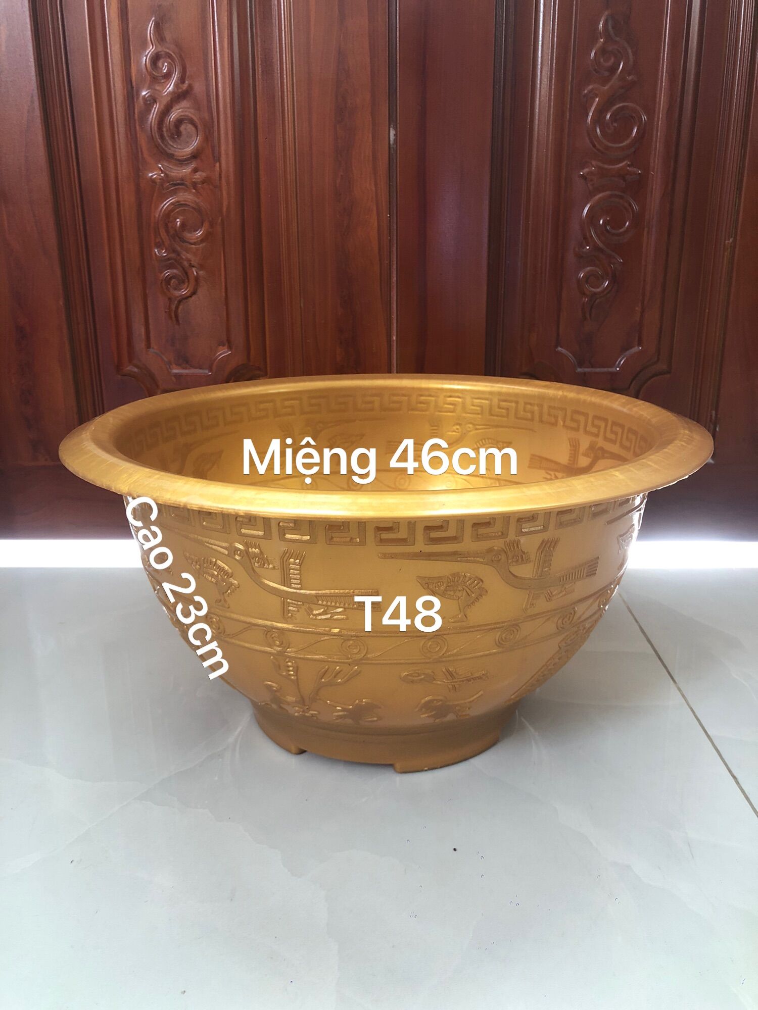 Chậu nhựa trồng cây 5 cái T48 vàng đồng loại dày dặn