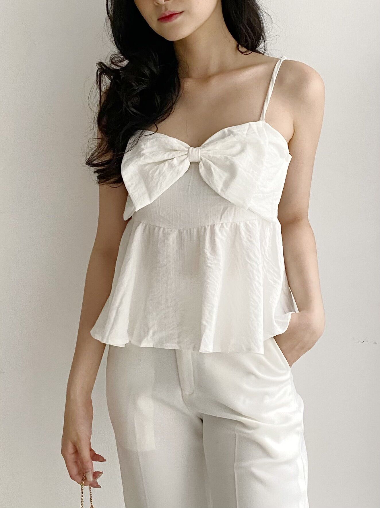 YU CHERRY | Áo nữ Linen Cami Bow Top YA382