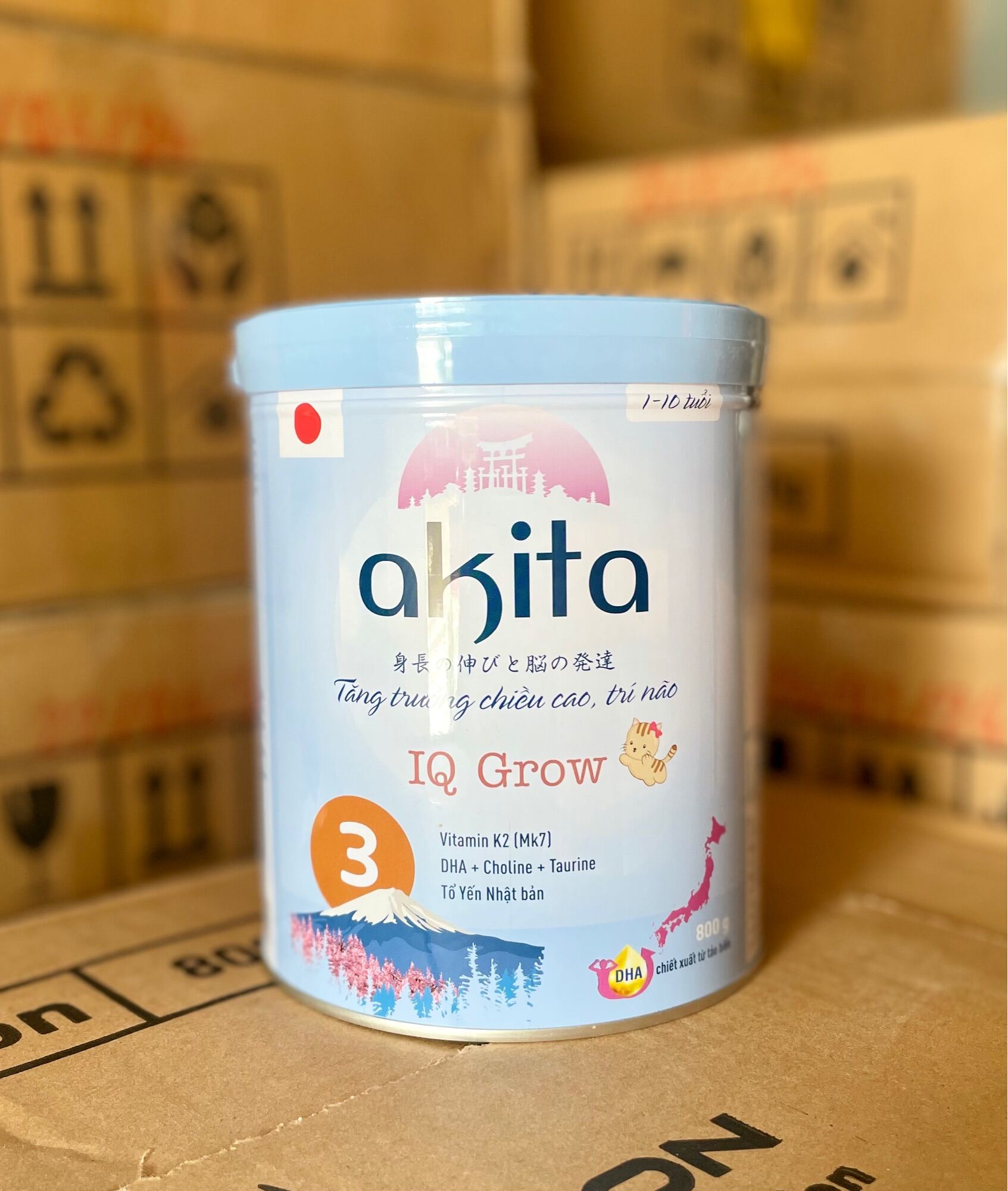 Sữa Akita IQ Grow Chiều cao trí não -Tổ Yến Nhật Bản 1-10 tuổi (800g)