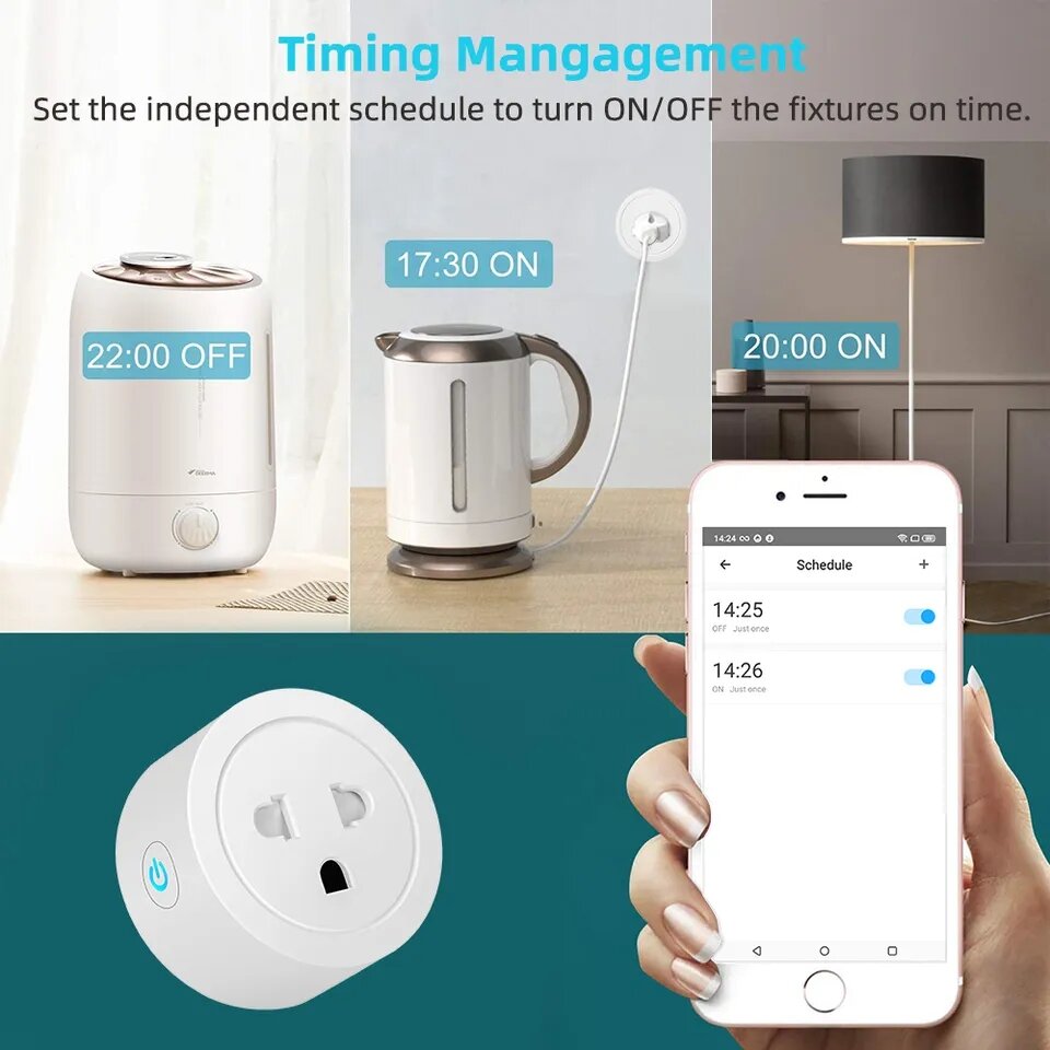 Ổ cắm điện hẹn giờ wifi Smart Life,Tuya  chịu tải 2000w