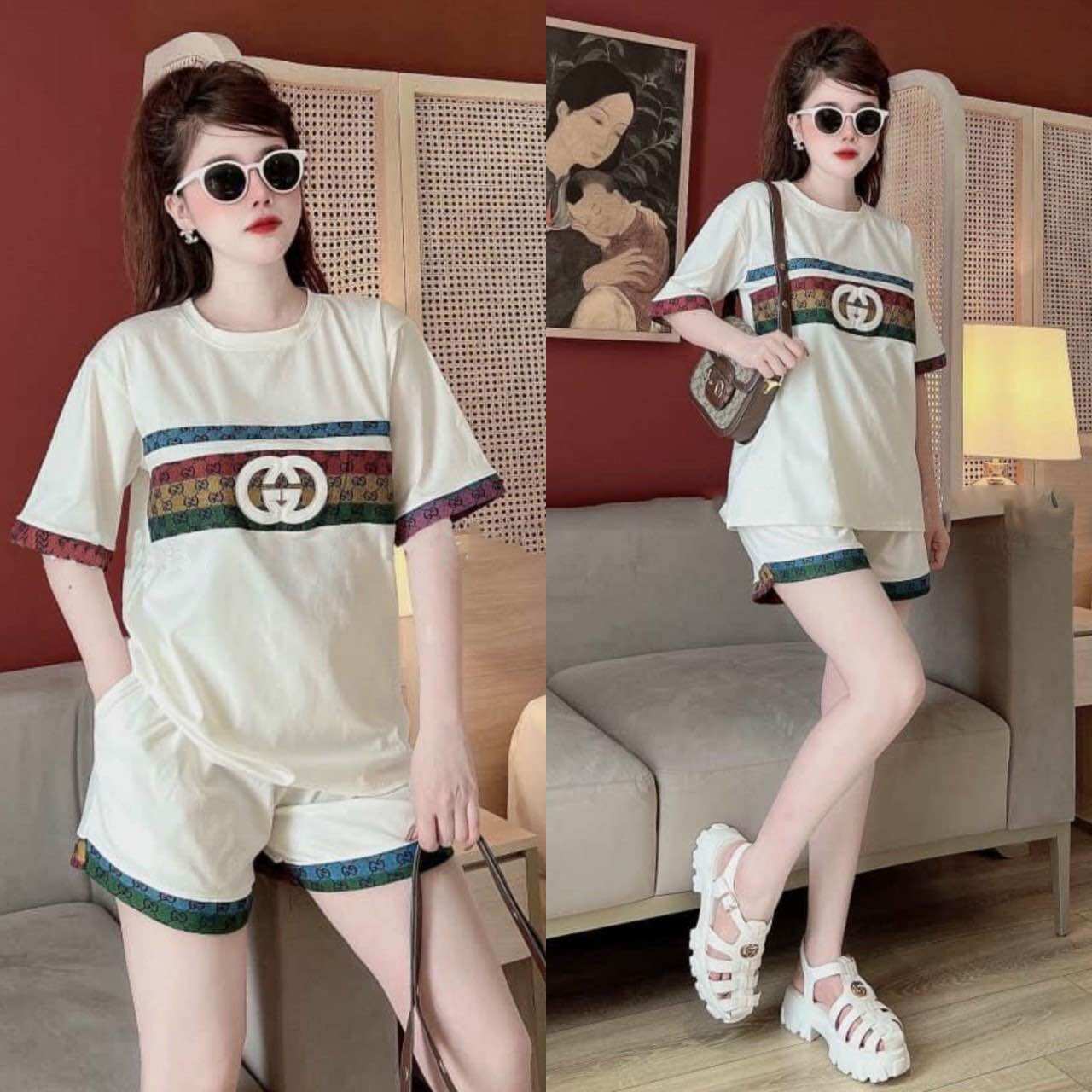 BỘ SHORT COTTON THÊU GU.CCI CAO CẤP