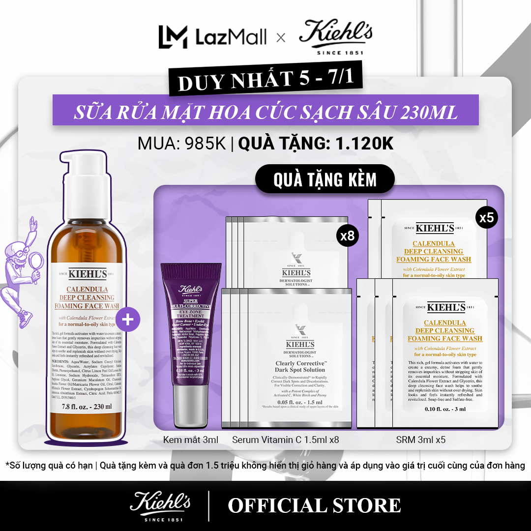 Sữa rửa mặt hoa cúc Kiehl's Calendula Deep Cleansing Foaming Face Wash 230ml