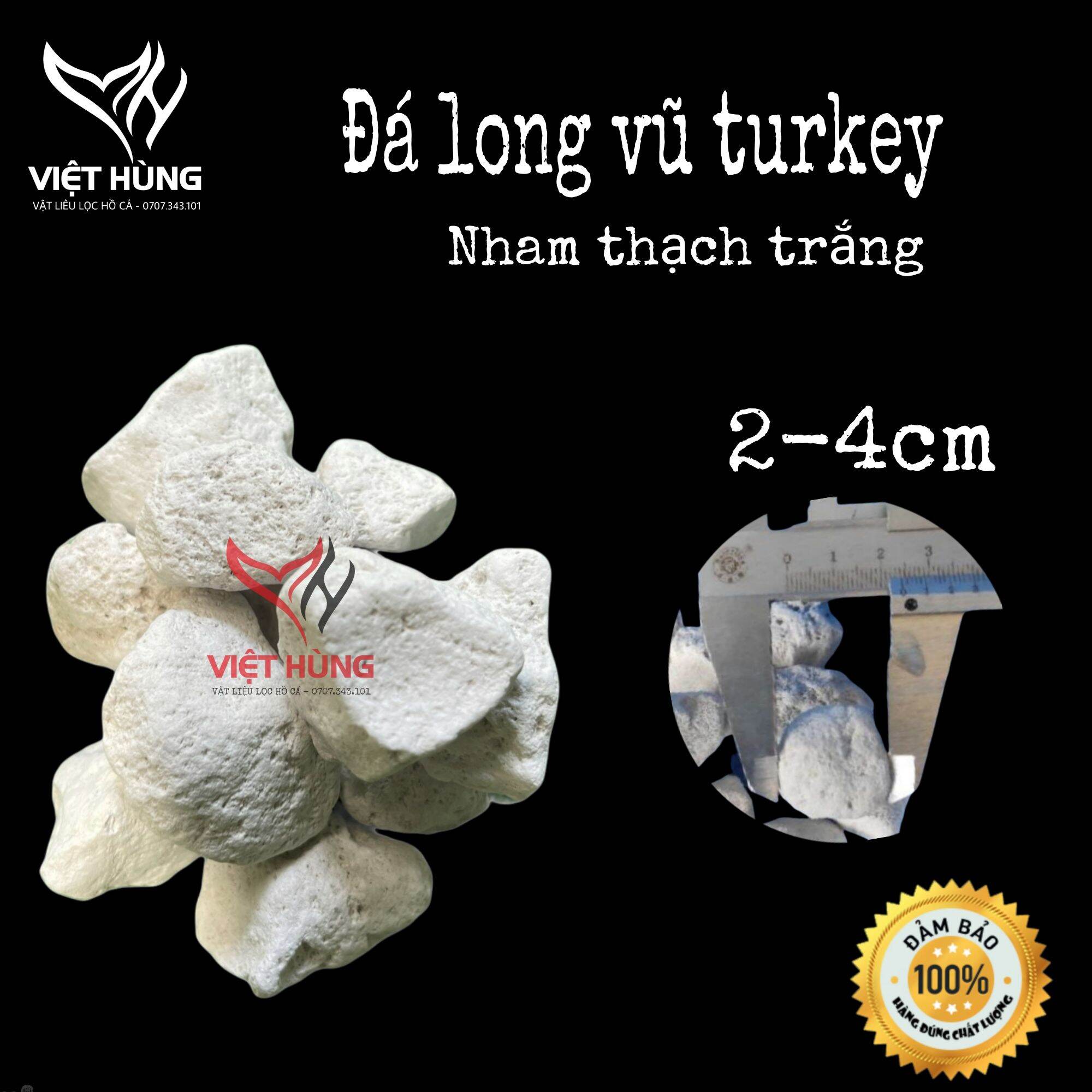 Đá lông vũ turkey 2-4 nham thạch trắng 500g lọc hồ cá