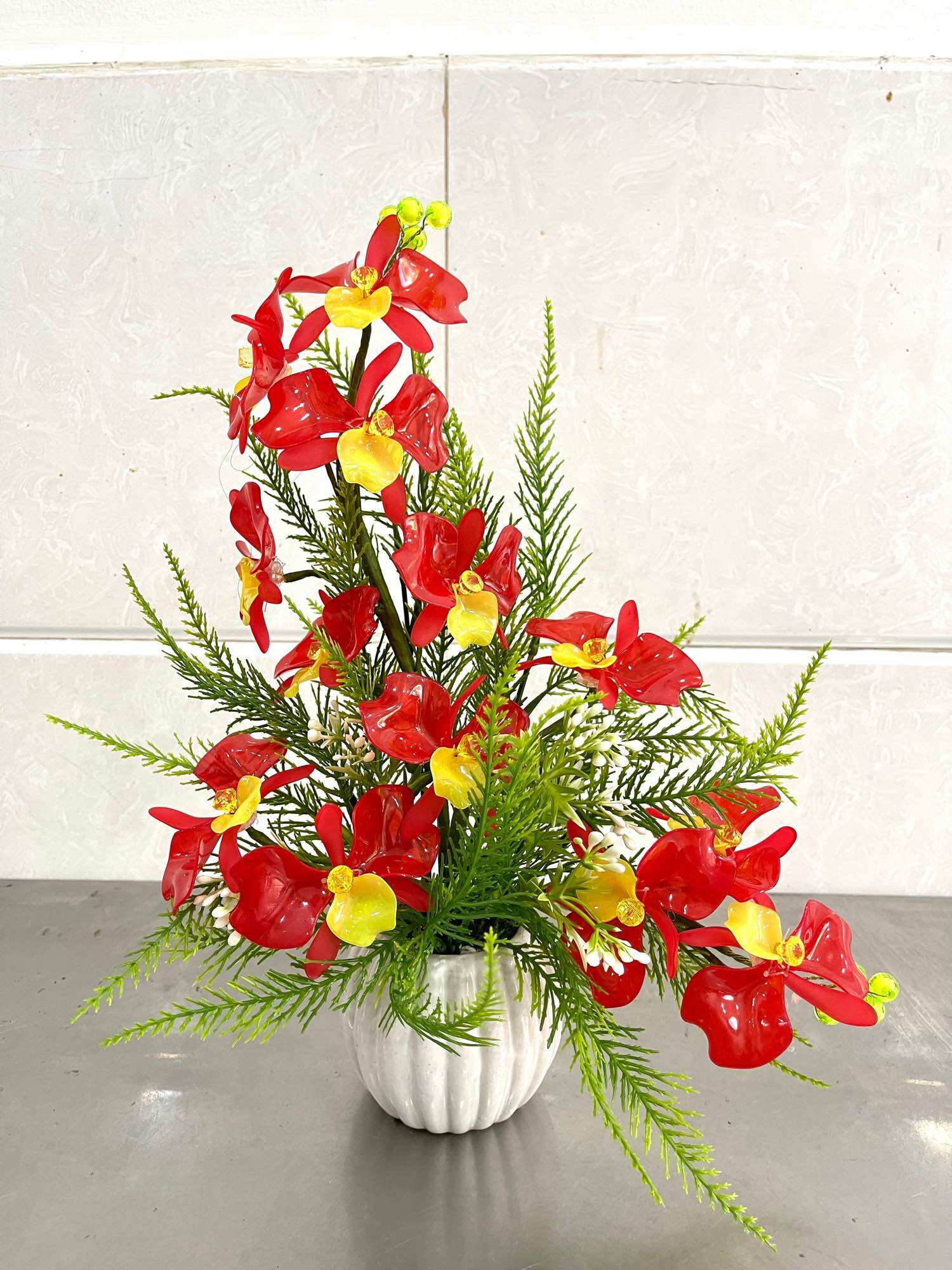 Chậu hoa pha lê cắm sẵn cao 30cm