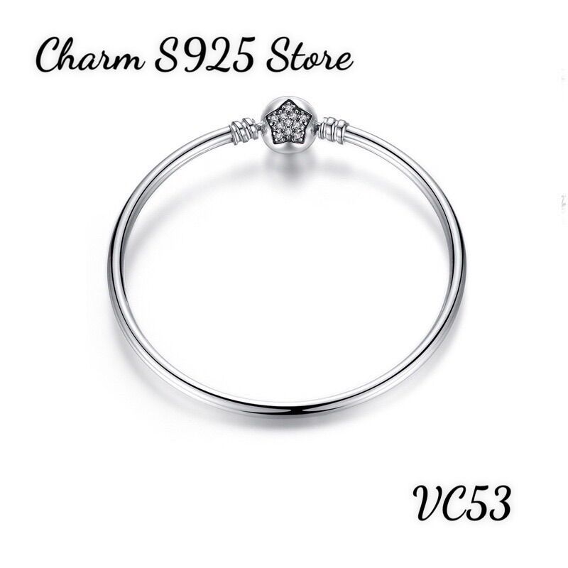 Vòng đeo tay cứng pan ale ngôi sao đính đá bạc s925