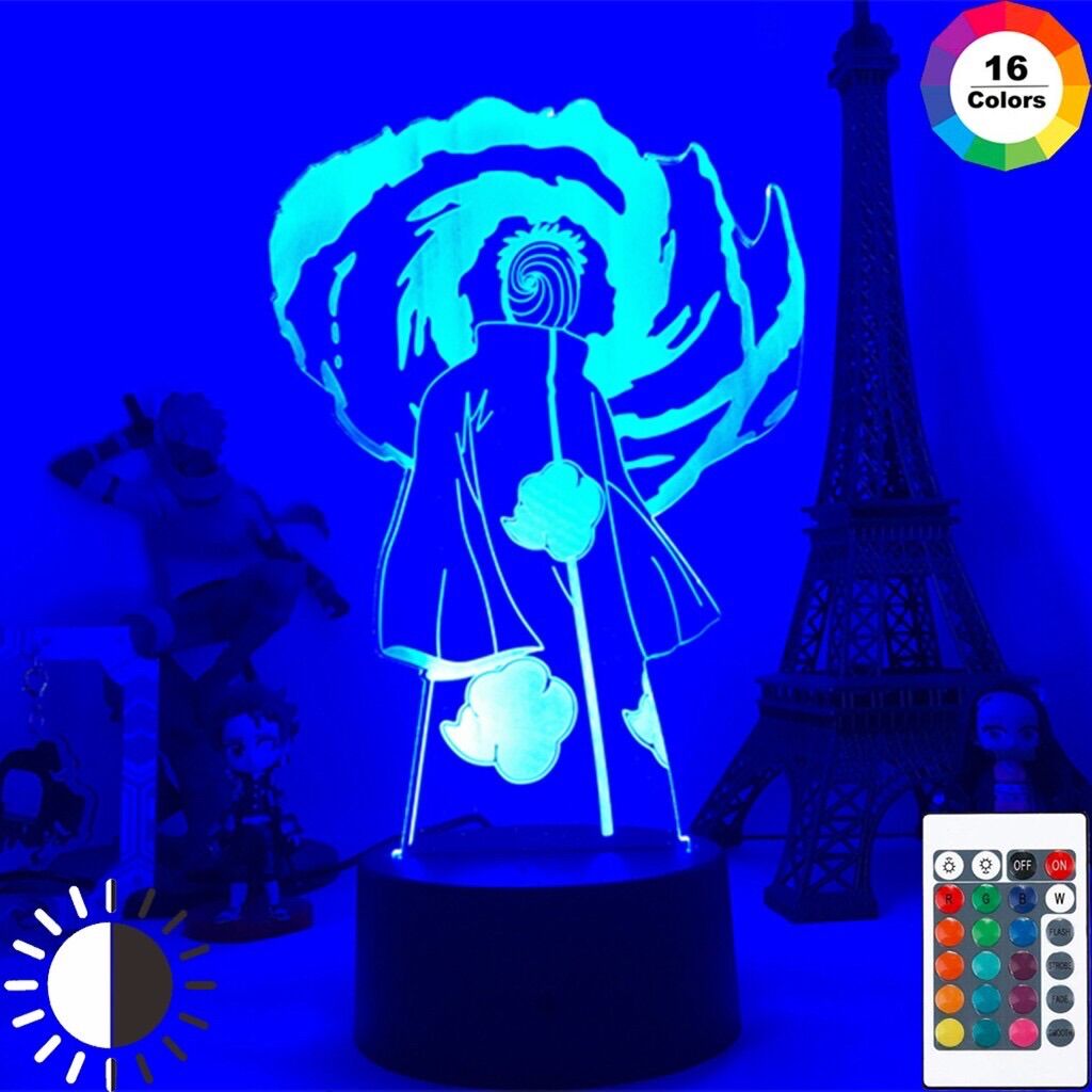 Đèn led 16 màu hình nhân vật hoạt hình naruto tobi đèn led 3d đèn để bàn đèn ngủ led 3d