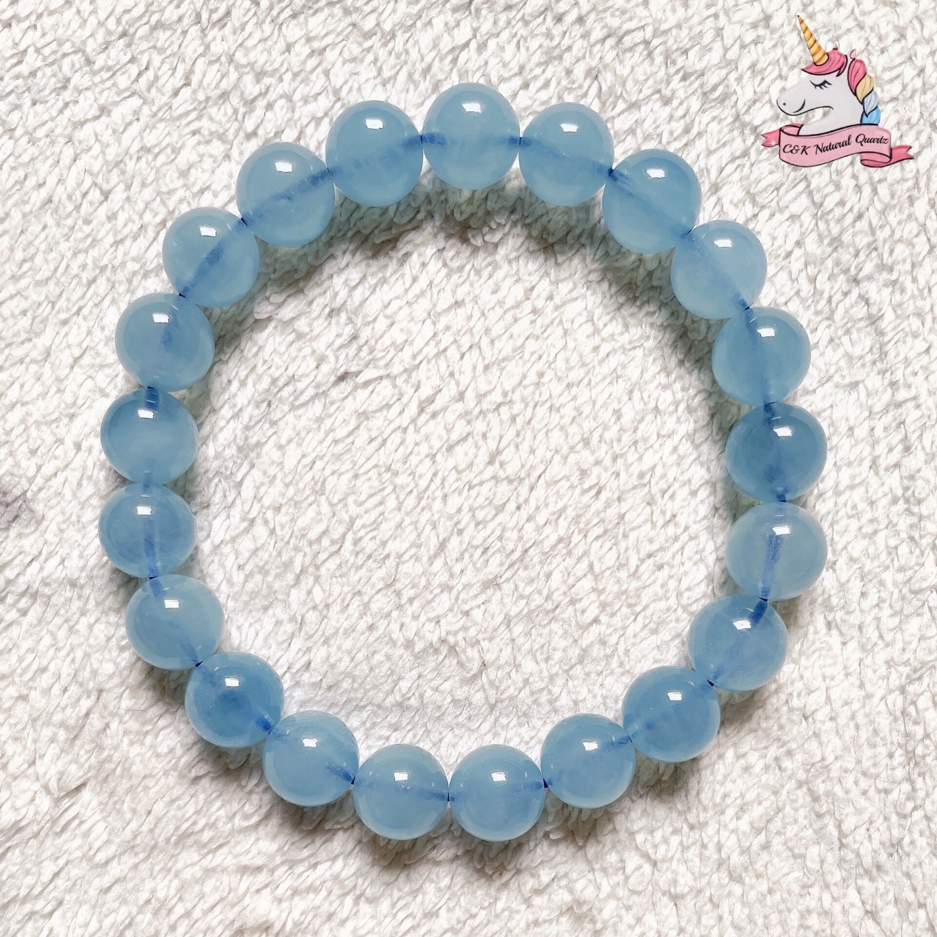 Ngọc Xanh Biển/ Aquamarine/ 7-10mm/ Thạch anh thiên nhiên 100%/ Vòng đá phong thủy