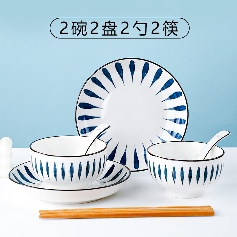 Bộ bát đĩa 2-6 người bộ đồ ăn gốm sứ sáng tạo kiểu nhật gia dụng bát đĩa ăn cơm bát mì bát cơm canh bát đũa
