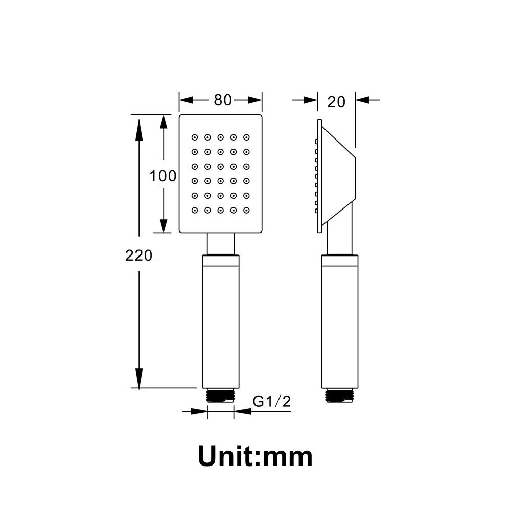 Vòi hoa sen inox 304 vuông ( có kèm dây và gài sen)