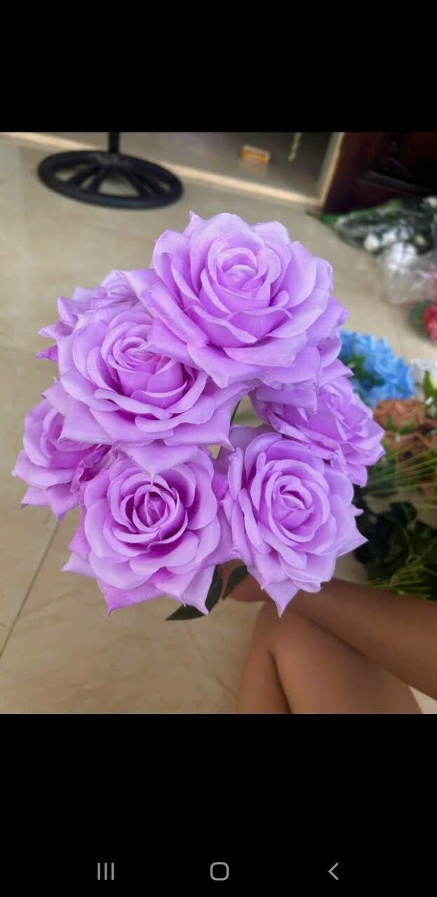 Cụm Hồng Xoan 9 bông Size 12cm_ Hoa Lụa Trang Trí
