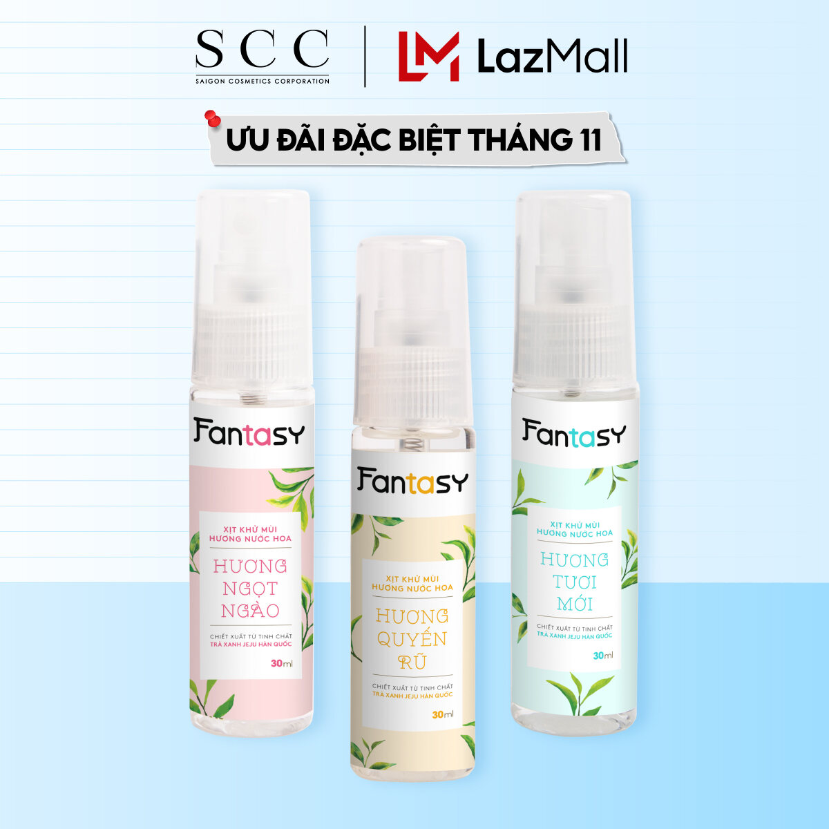 Xịt Khử Mùi Hương Nước Hoa Nữ Fantasy Giúp Da Sáng Mịn Mờ Thâm 30ml