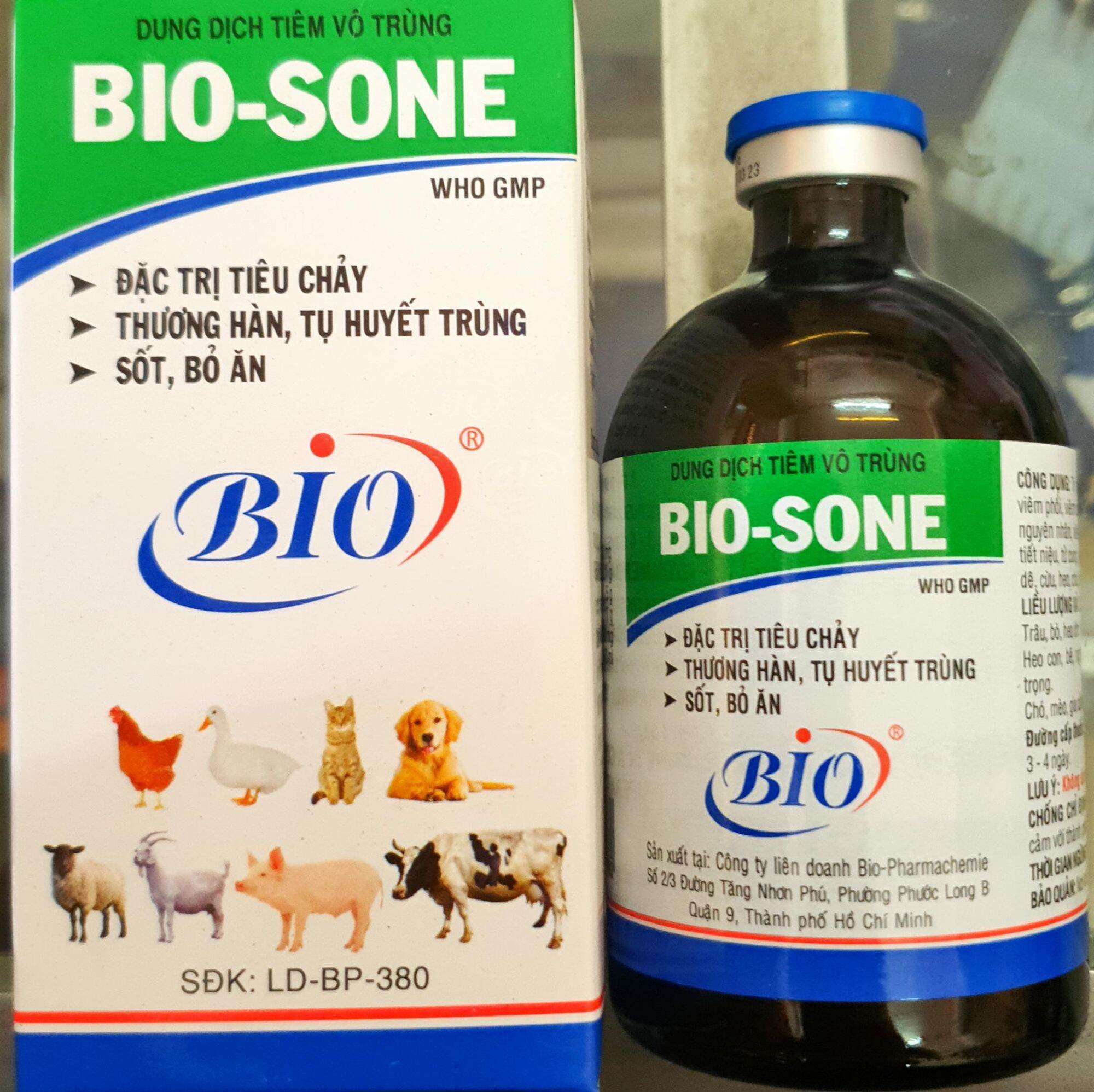 BIO SONE - Đặc trị tiêu chảy, thương hàn, tụ huyết trùng, sốt bỏ ăn cho gà đá, chó mèo