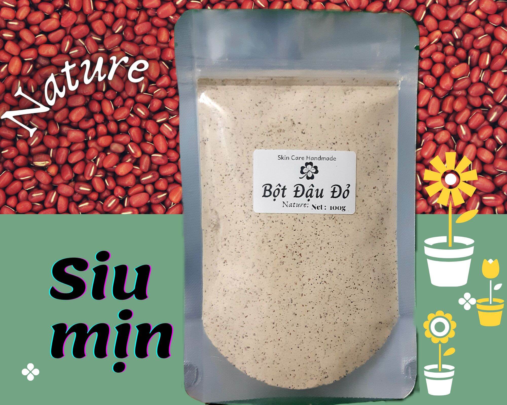 100G Bột Đậu Đỏ Siu Mịn * Đắp Mặt Nạ Ngừa Mụn * Dùng Rửa Mặt Hàng Ngày