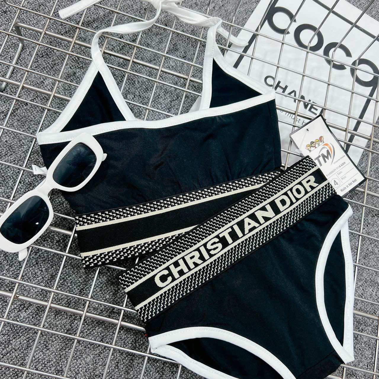 Đồ Bơi 2 Mảnh Đen Viền Trắng Xinh Bé Gái |Bikini Cho Bé