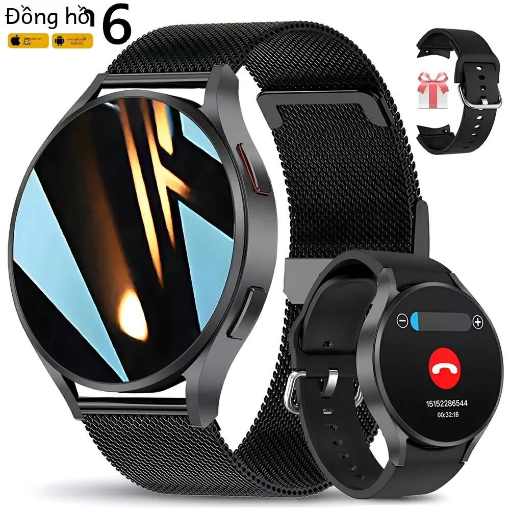 PENGAGAR Samsung Galaxy Watch 6 Đồng hồ thông minh theo dõi GPS dành cho nam giới có Amoled Luôn hiển thị nhịp tim và huyết áp