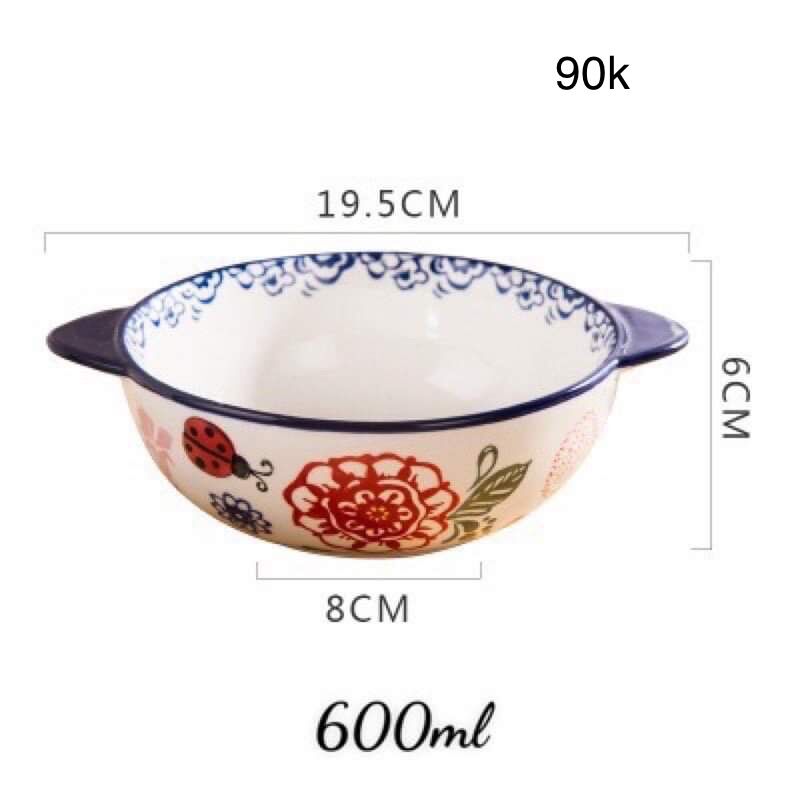 Bát đĩa sứ hoa lá viền xanh