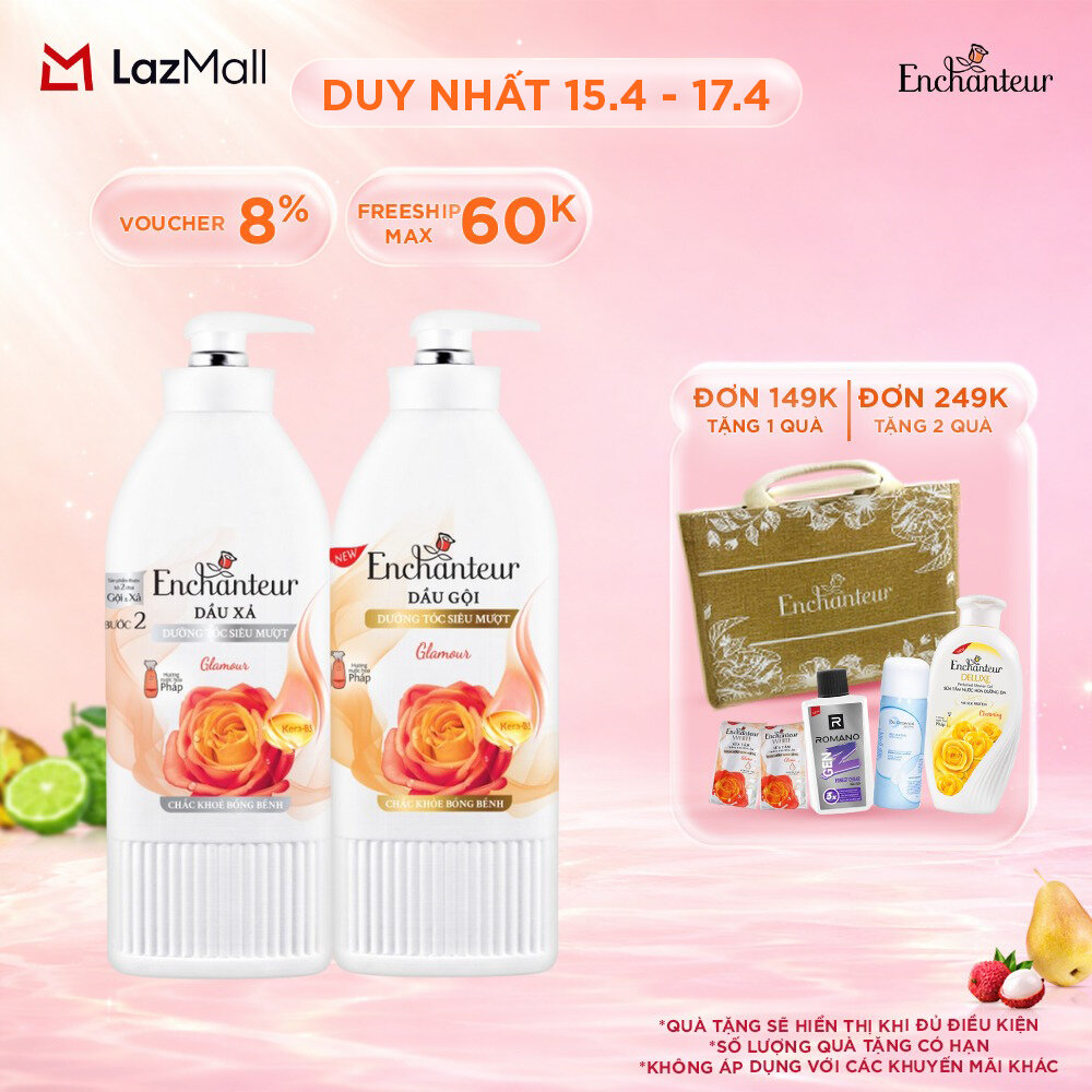 Combo tiết kiệm: Dầu gội ENCHANTEUR Charming/ Glamour 600g Tặng Dầu xả 550g