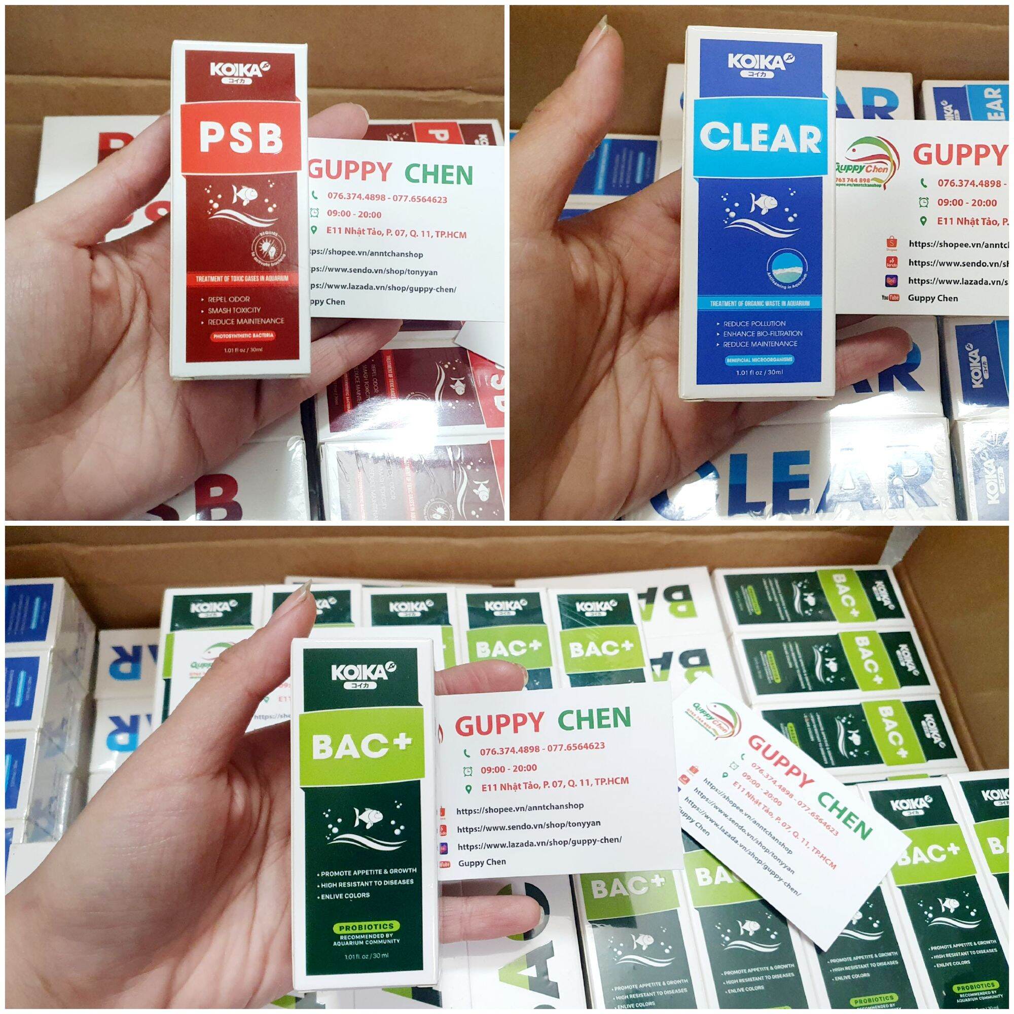Bộ Sản Phẩm Vi Sinh KoiKa Bac+ , Clear ,Psb Cho Hồ Cá