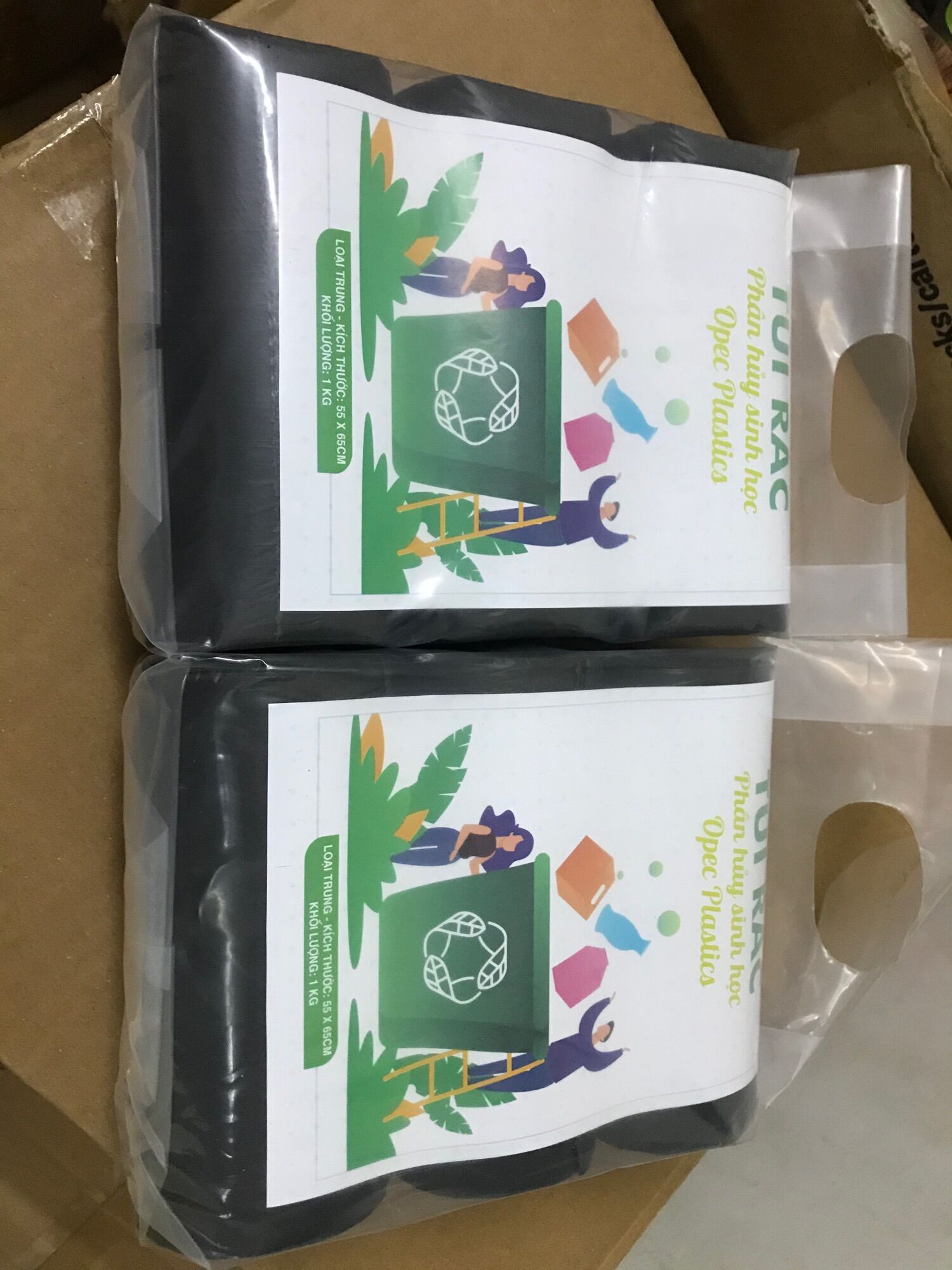 Combo 2 set túi rác tự phân huỷ Green Eco các size