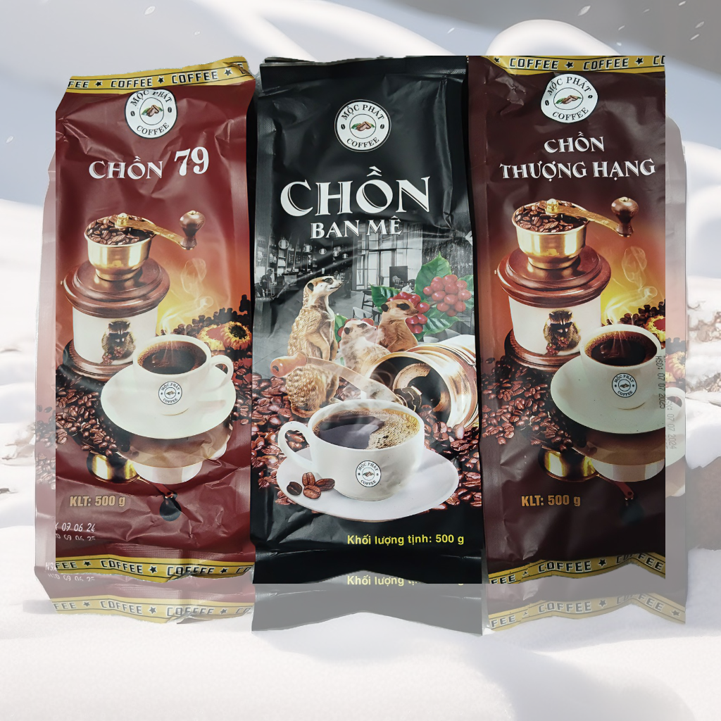 COMBO 3 GÓI CAFE MỘC PHÁT( THƯỢNG HẠNG+BAN MÊ+ CHỒN 79), THƠM BÉO, ÍT ĐẮNG, SÁNH ĐẬM