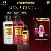 [TẶNG SẤY] Combo Dầu Gội, Dầu Xả, Serum TRESemmé Keratin Smooth Keratinbond+ 640g, 620g, 100ml Cho Tóc Khô Xơ Rối Vào Nếp Suôn Mượt