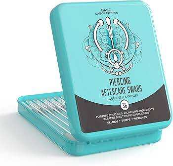Tăm bông gel chăm sóc sau xỏ khuyên Base Labs | Dung dịch muối sinh lý cho khuyên xỏ khuyên 36 tăm bông