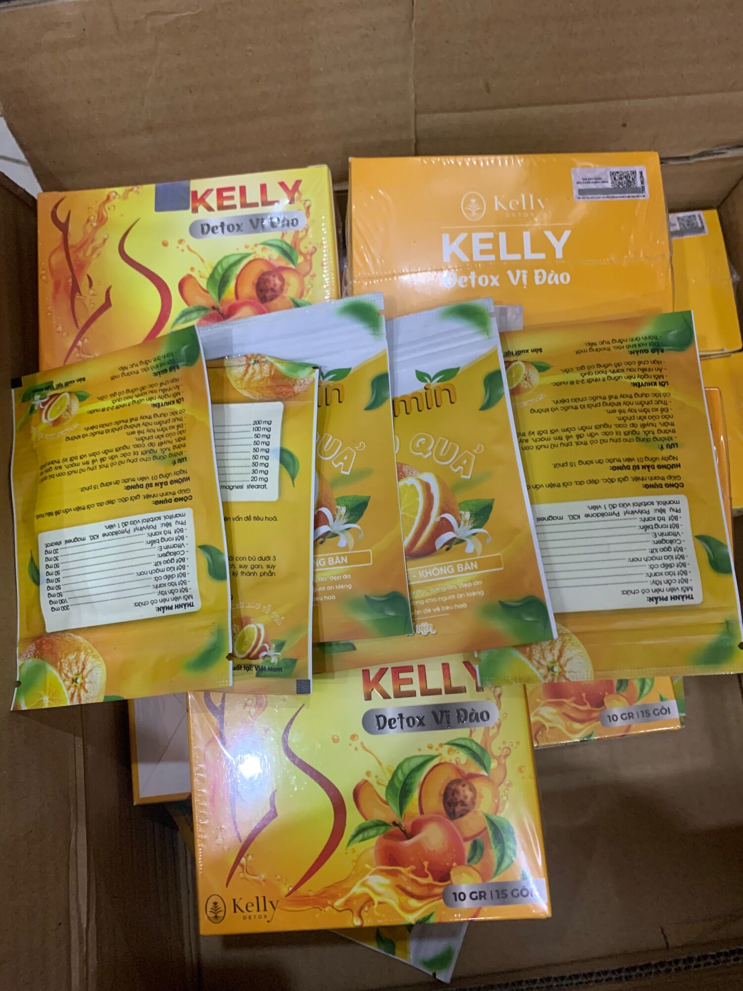 Combo 10 hop trà đào kelly detox giảm cân