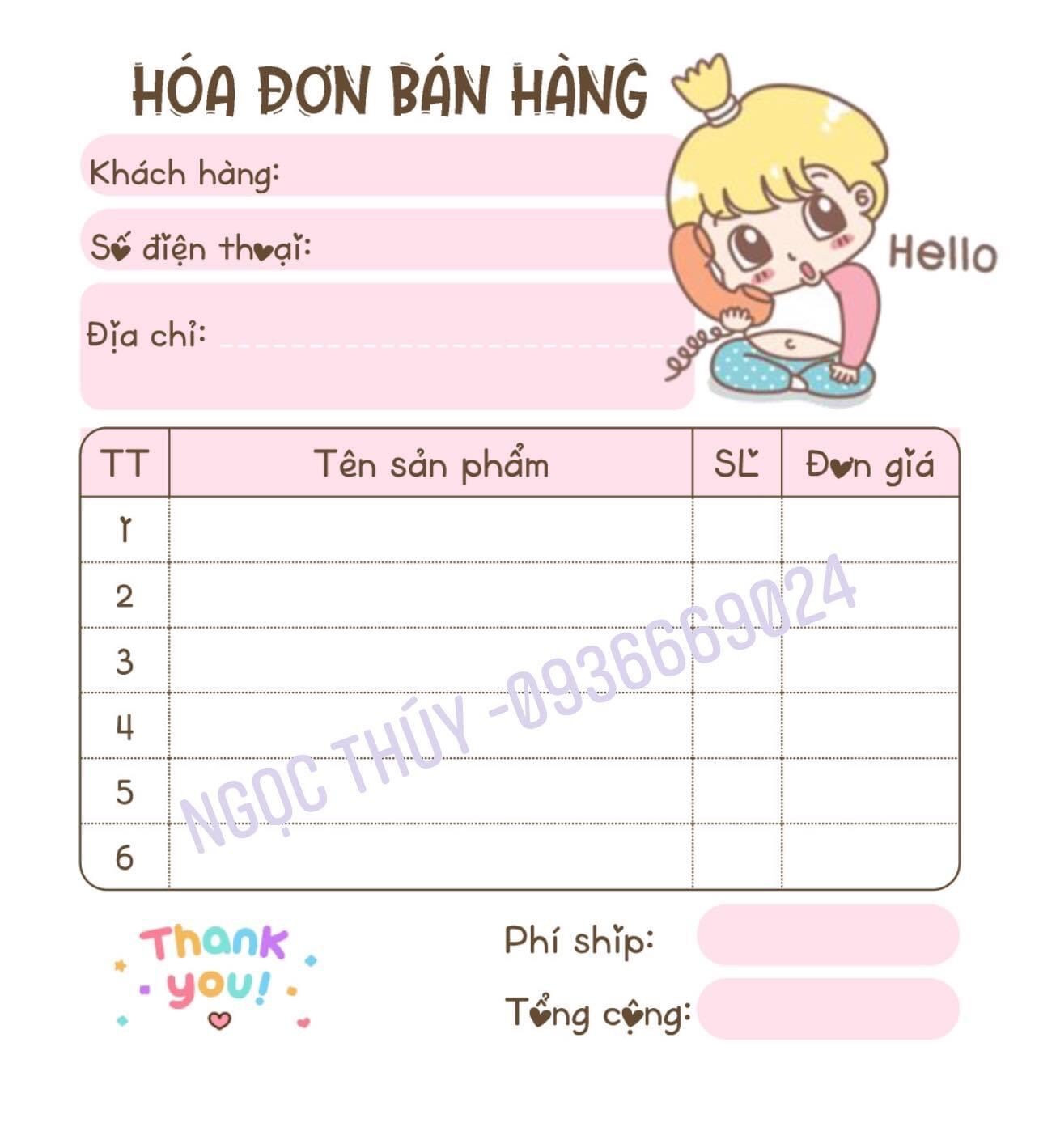 BILL HOÁ ĐƠN MINI ( 1 CUỐN - 2 LIÊN)