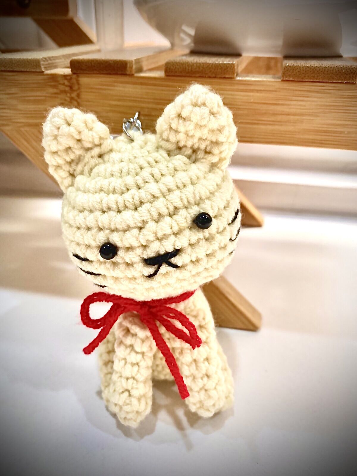 Móc khoá chú mèo con nhồi bông bằng len móc khoá mèo con móc khoá handmade