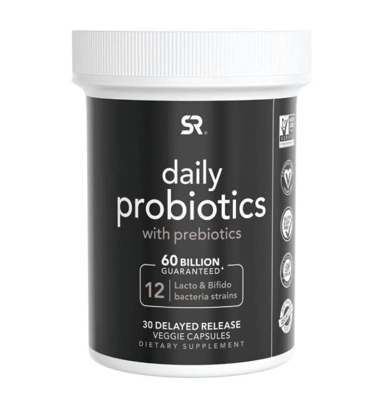 Viên uống thuần chay Probiotics Sports Research với Prebiotics 60 Billion CFU cho nam nữ 30 viên USA